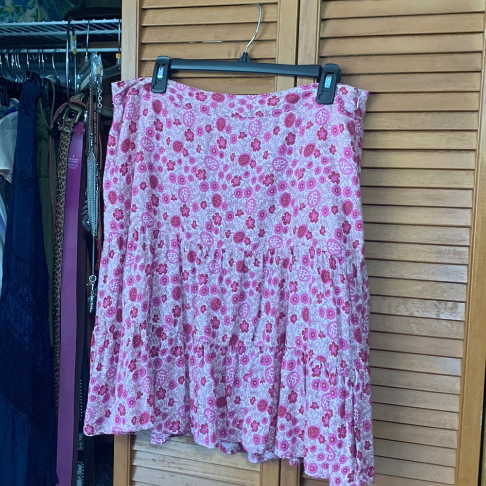 GAP Pink Floral Tiered Circle Skirt